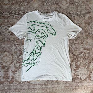 Versace Collection Men’s Graphic T-Shirt White Green Logo Front Size S